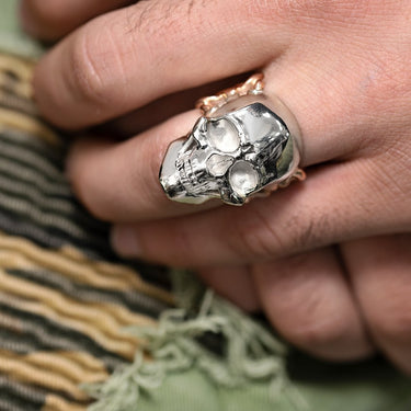 14k Two Tone Gold Skull Ring